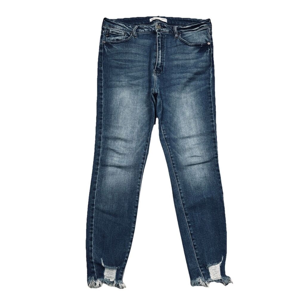 Kancan High Rise Skinny Ankle Jeans 30 (31x26.5) Blue Super Stretch Distressed